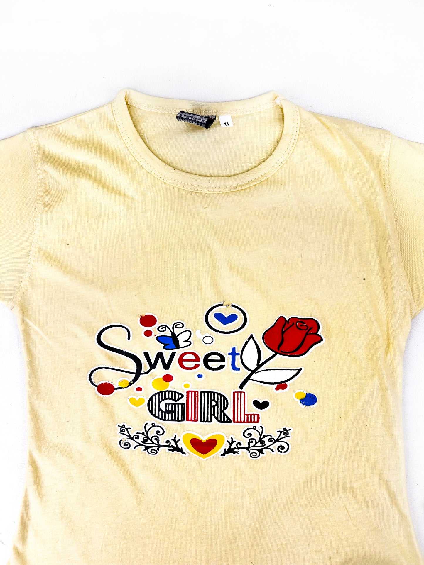 3Yrs - 7Yrs MZ Light Yellow T-Shirt For Girls  GTS75