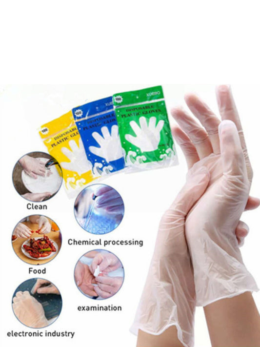 Disposable Plastic Gloves - 100 Pcs