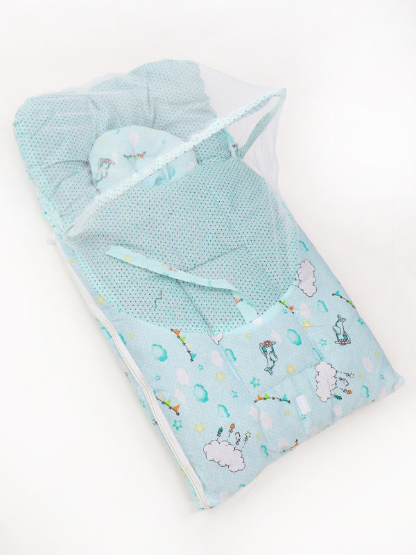 N 2Pcs Newborn Baby Sleeping Bag With Mosquito Net Green