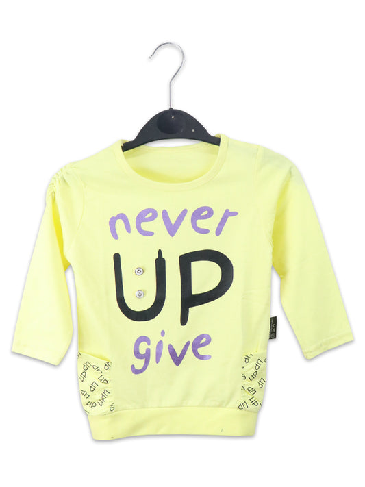 ATT Girls T-Shirt 3.5 Yrs - 9 Yrs Never Give Up Light Yellow