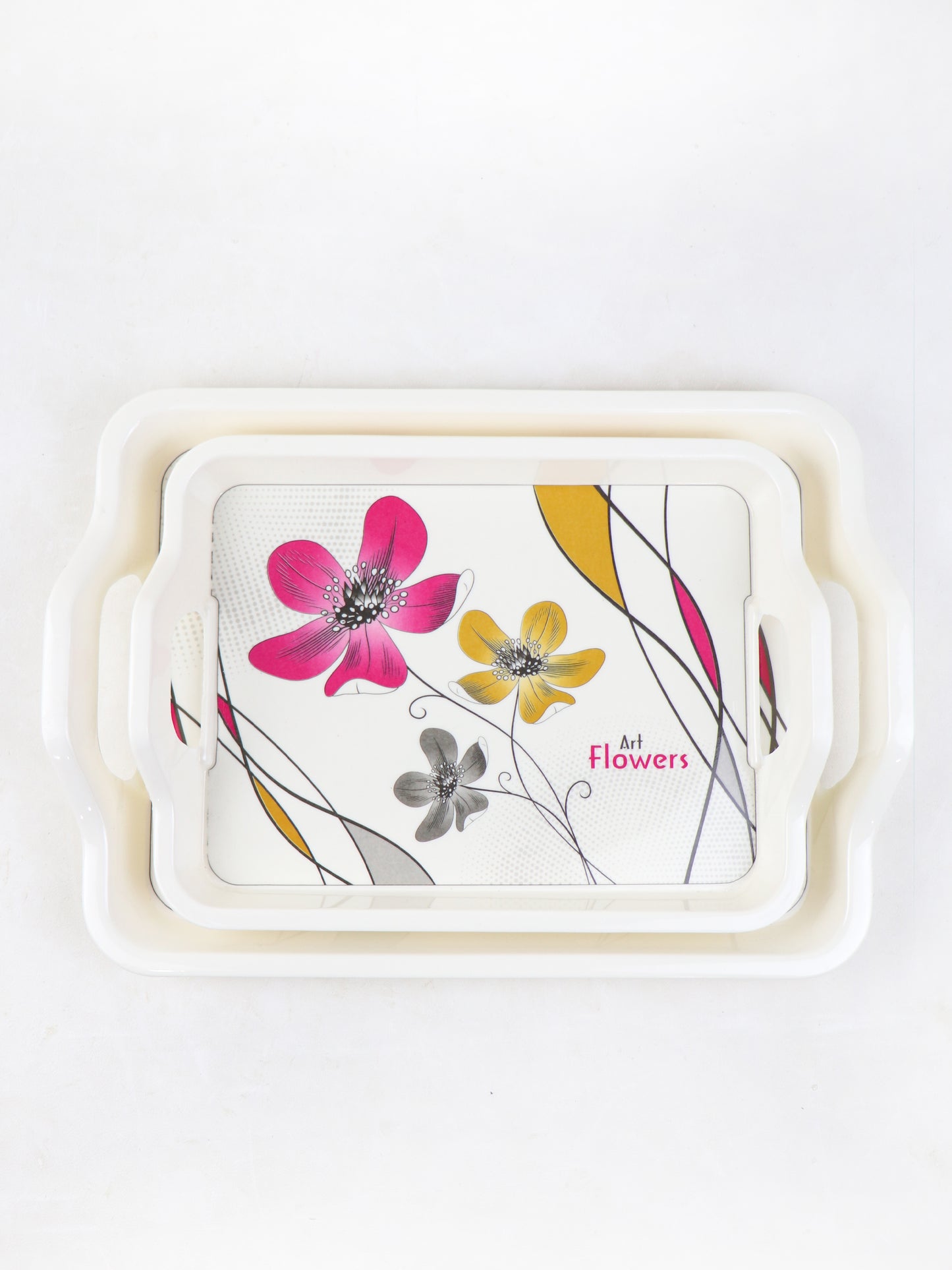 Pack of 2 Melamine Serving Tray Designed 05