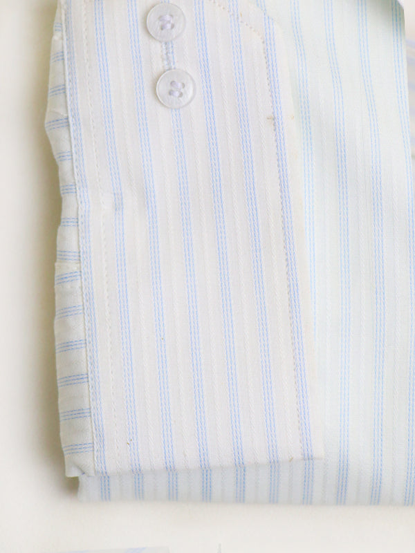 Z Men's Formal Dress Shirt White Blue Stripes
