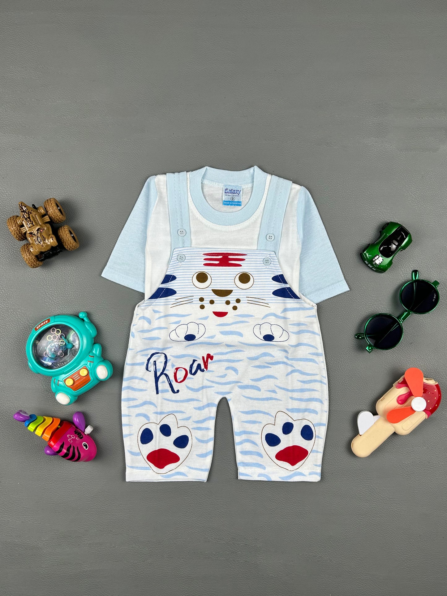 0Mth - 3Mth Light Blue Roar Romper For Newborn NBR39