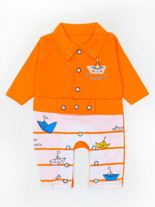 ATT Newborn Romper 3Mth - 9Mth Boats Orange