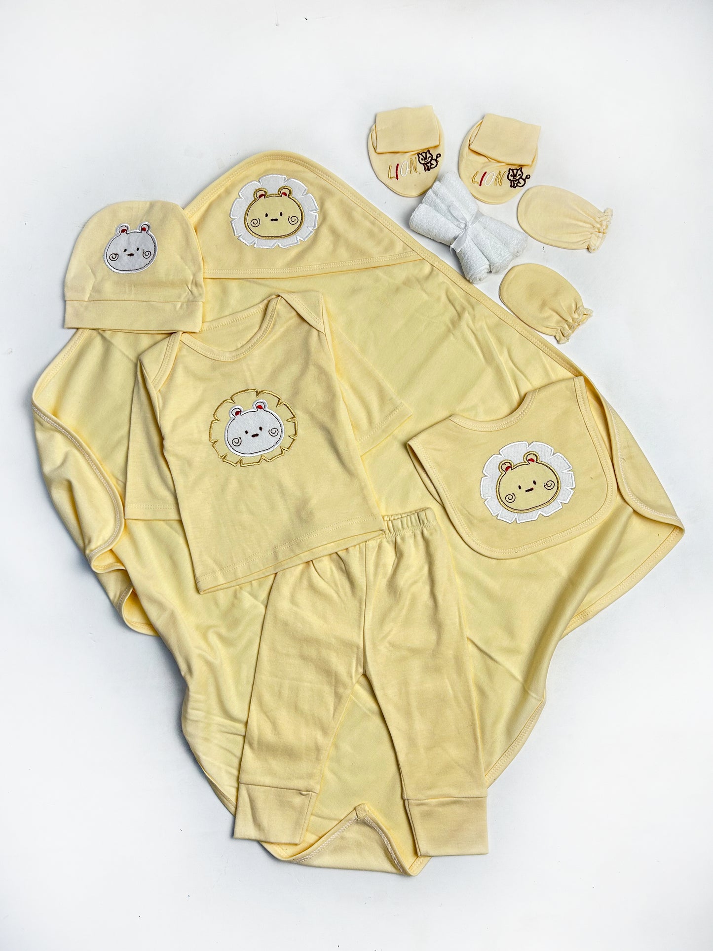 0Mth - 3Mth Pale Yellow Lion 10Pcs Gift Set For Newborn NBGS91