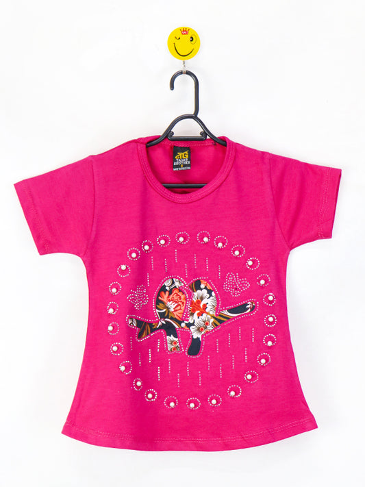 TB Girls T-Shirt 2.5 Yrs - 7 Yrs Sparrow Duo Dark Pink
