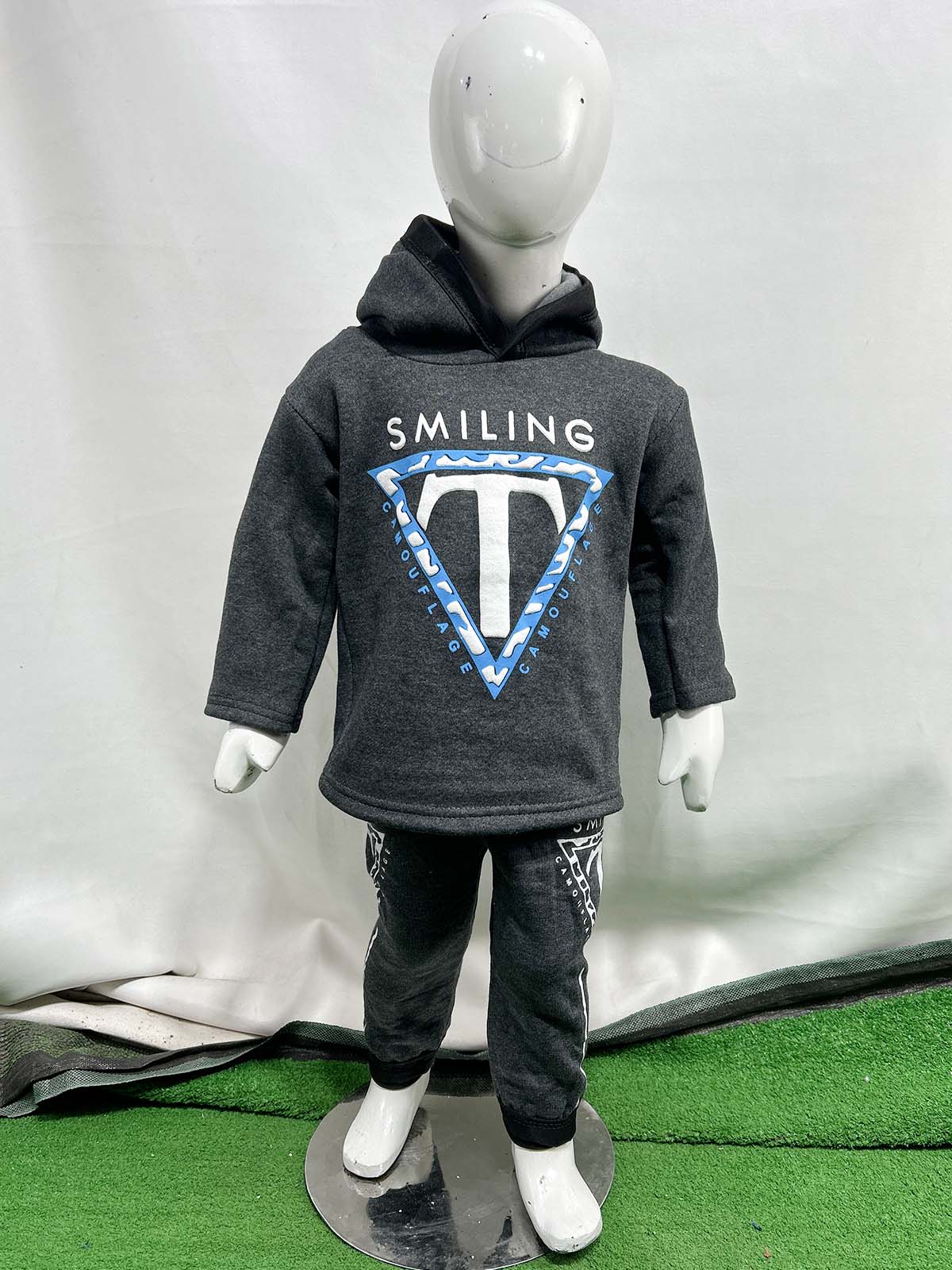 2Yr - 5Yrs Fleece T Grey Suit For Kids SH BS557