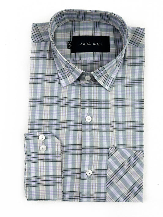Green Shade Checks Formal Dress Shirt For Men MFS331