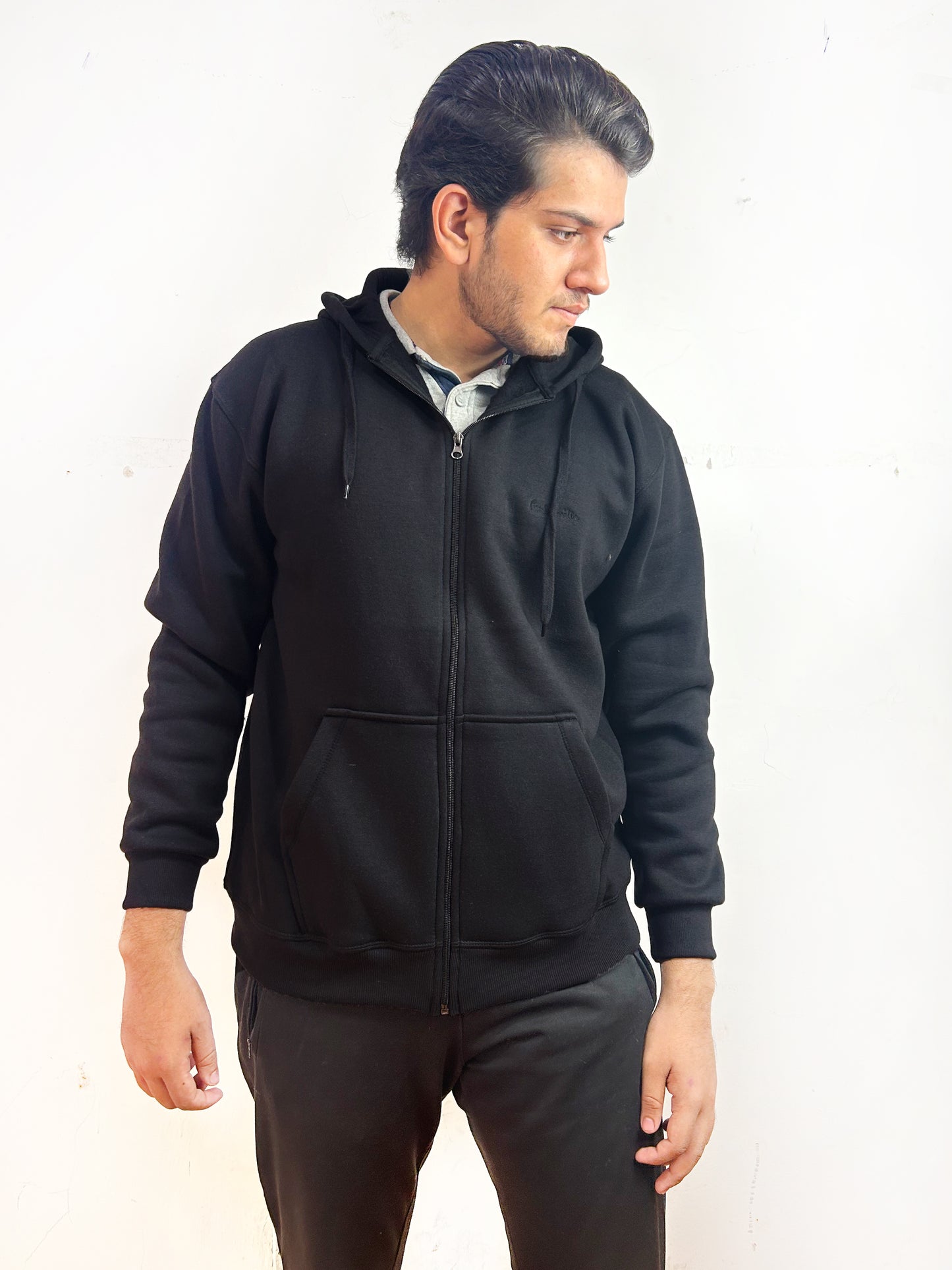 Black Zipper Hoodie For Men MG MH25