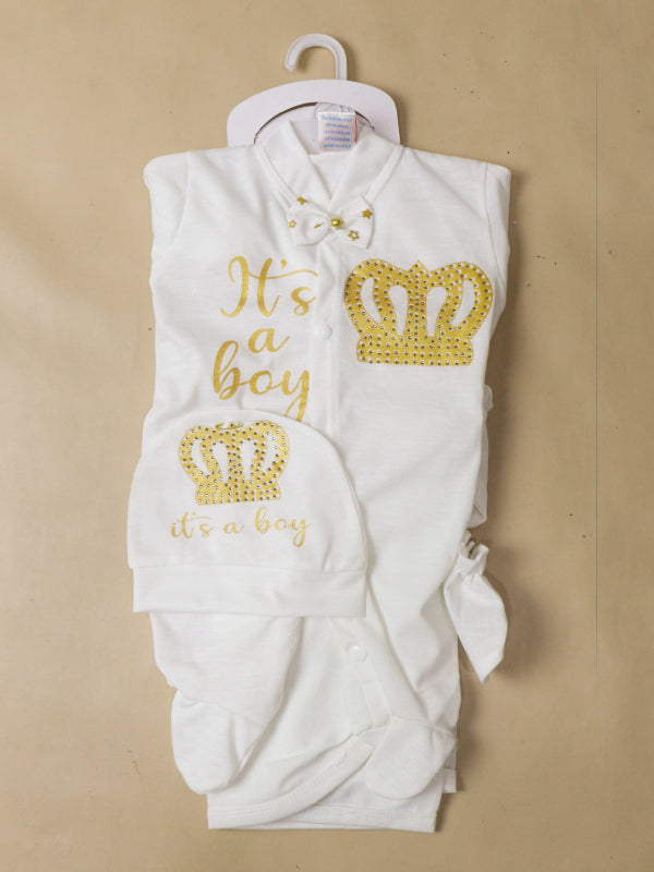 0Mth - 3Mth Crown White 5Pcs Gift Set For Newborn NBGS49