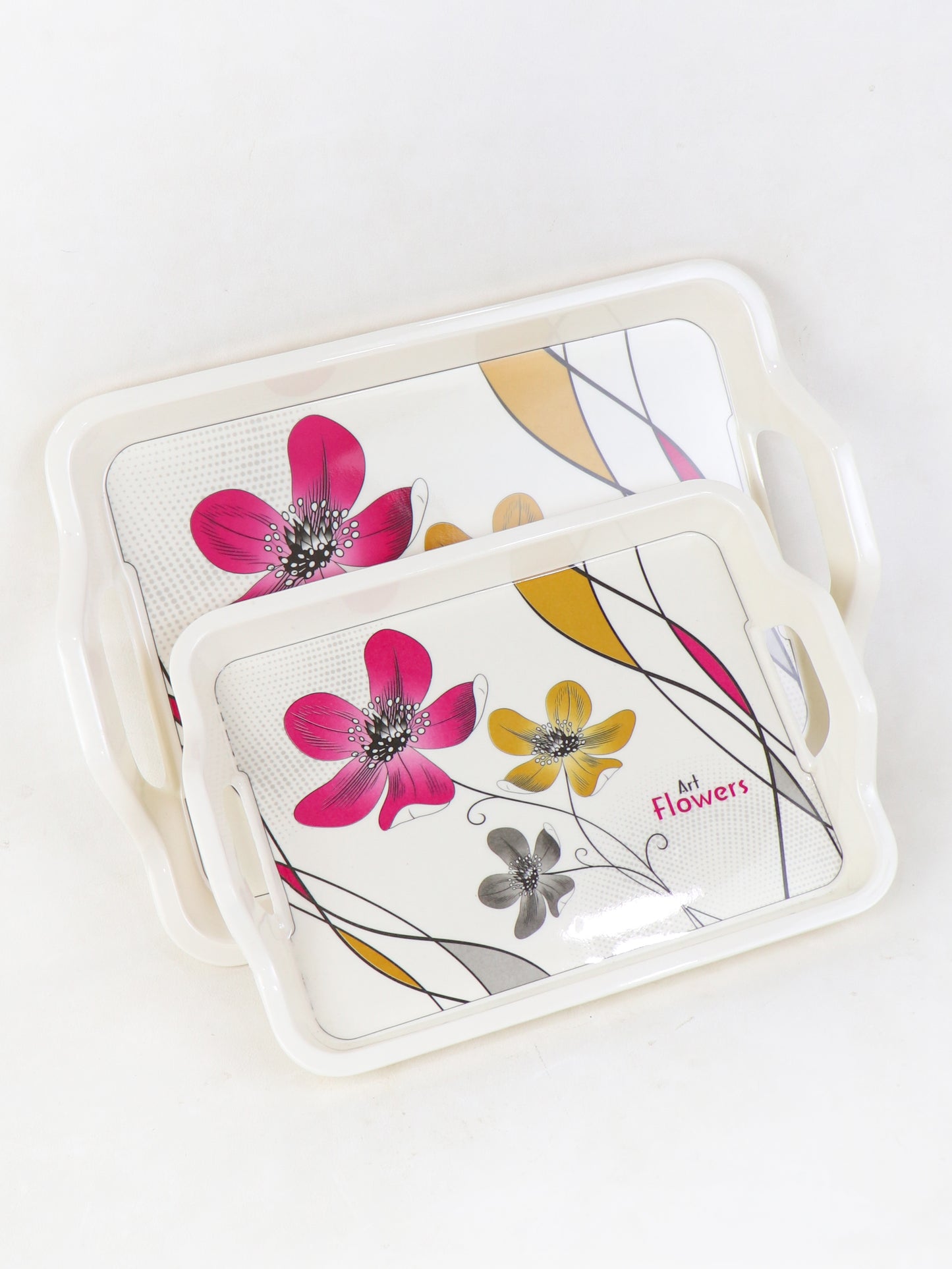 Pack of 2 Melamine Serving Tray Designed 05