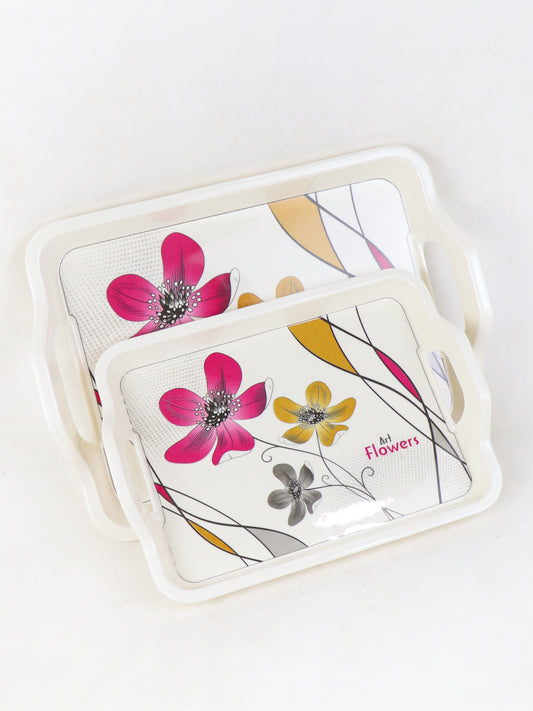 Pack of 2 Melamine Serving Tray Designed 05