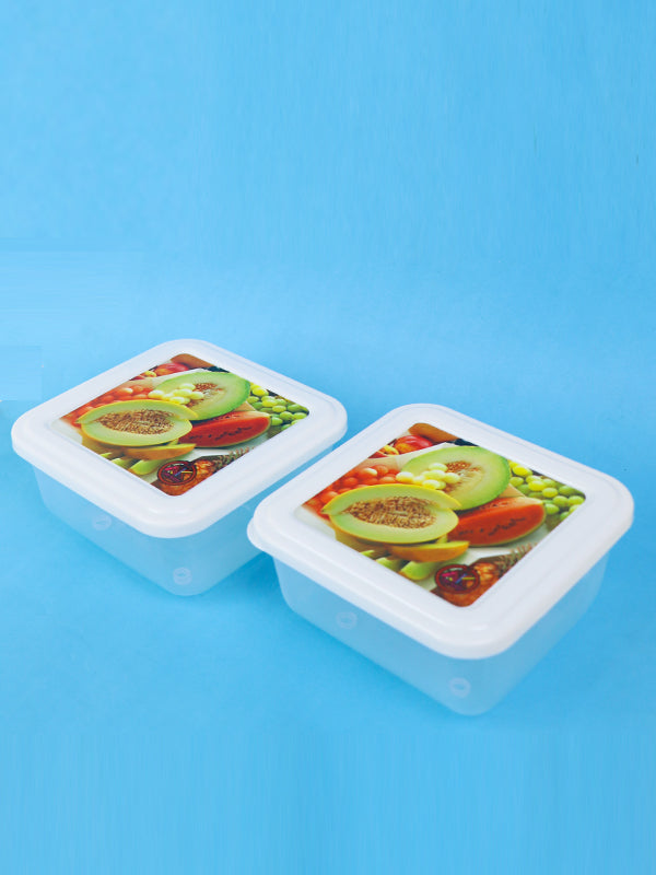 Pack of 2 Plastic Food Storage Box Fruits