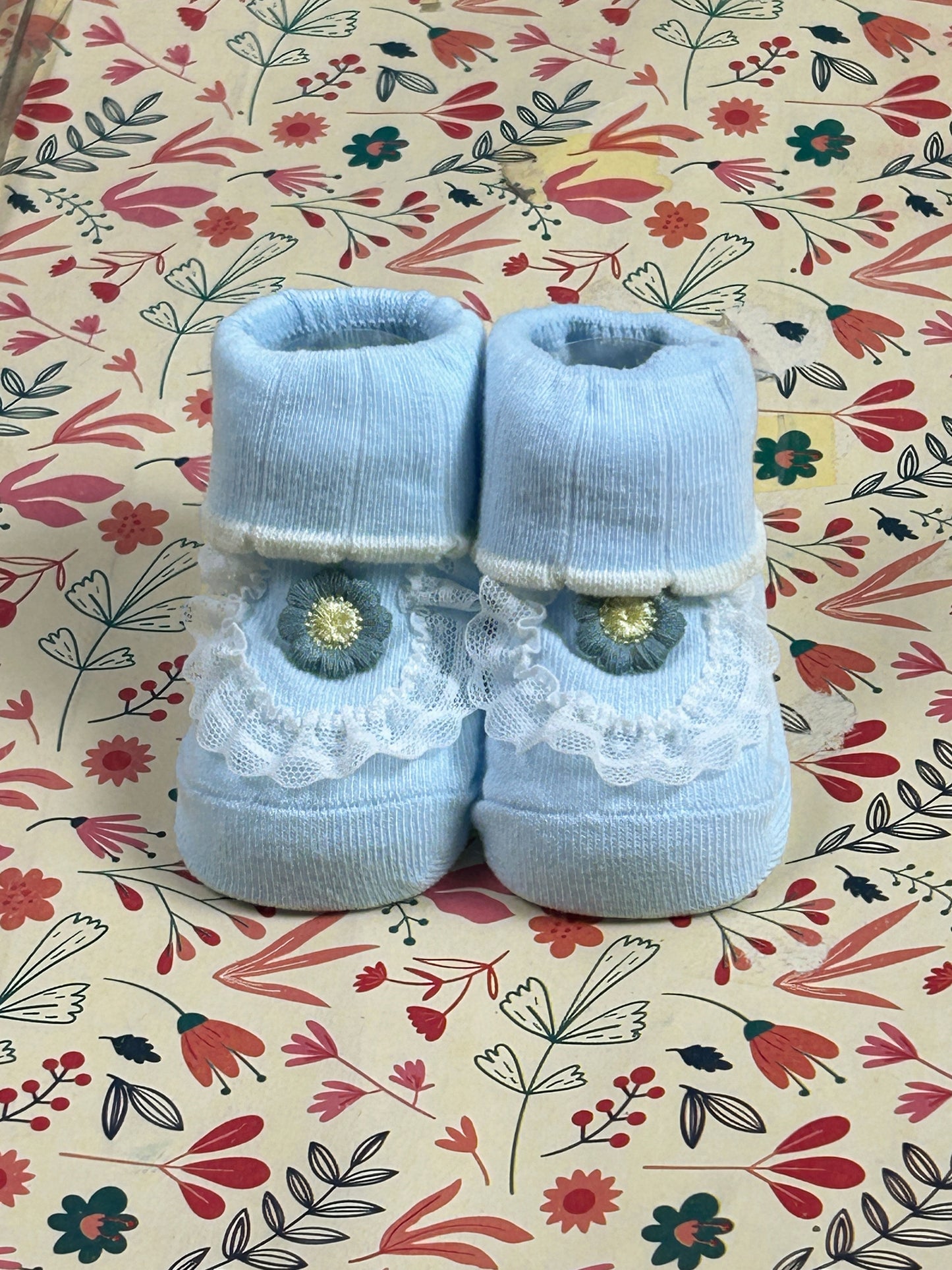 Floral Booties For Newborn NB21