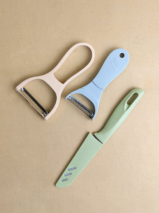 Multicolor Pack of 3 Knife and Peeler Set KIT-7