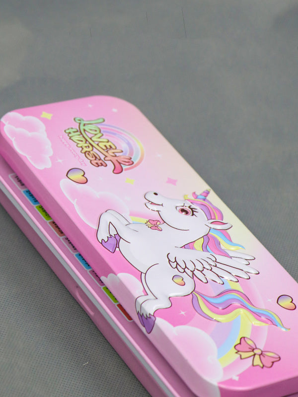 Unicorn 3D Metal Pencil Box - Pink