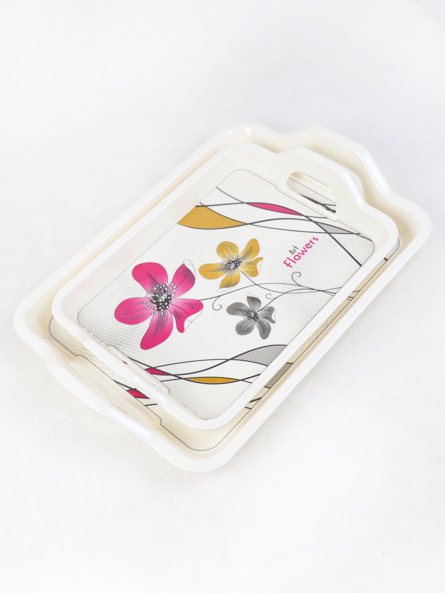 Pack of 2 Melamine Serving Tray Designed 05