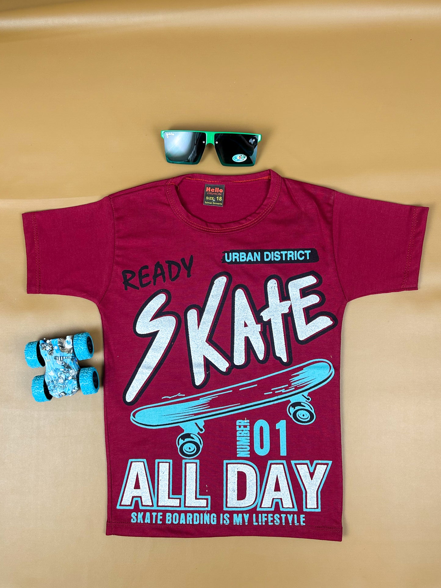 4Yrs - 9Yrs Skate Maroon T-Shirt For Boys BTS34