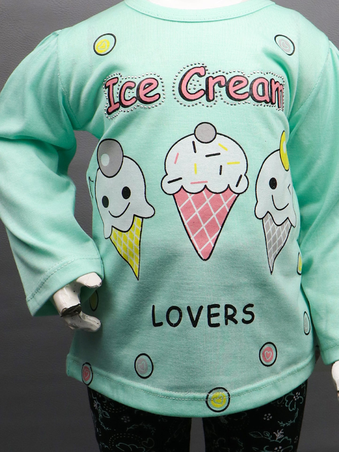 1Yr - 4Yrs Ice Cream Light Ferozi Suit For Girls RZ GS94