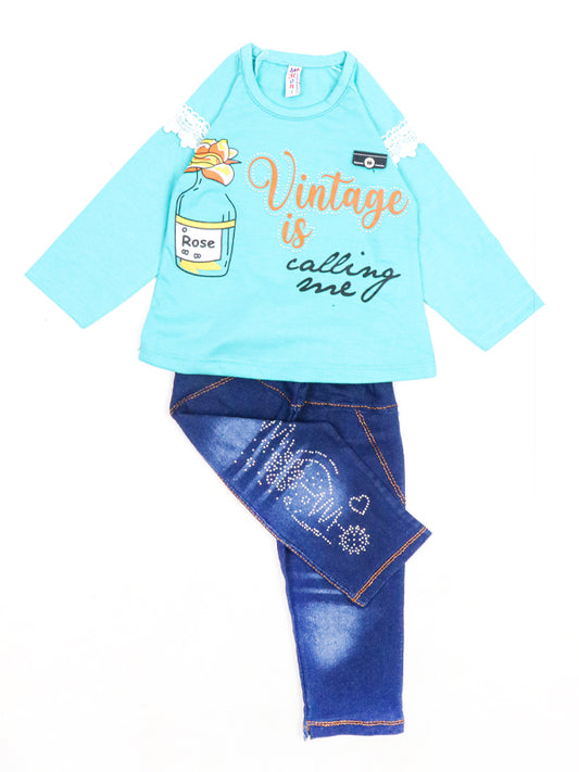 TG Girls Suit 1Yr - 4Yr Vintage Light ferozi