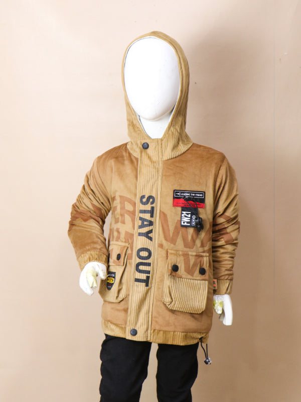 3Yrs - 8Yrs Stay Fawn Hooded Jacket For Boys AJ KJ06