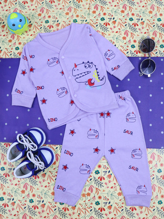 0Mth - 9Mth Dino Purple Baba Suit For Newborns BG NBS72