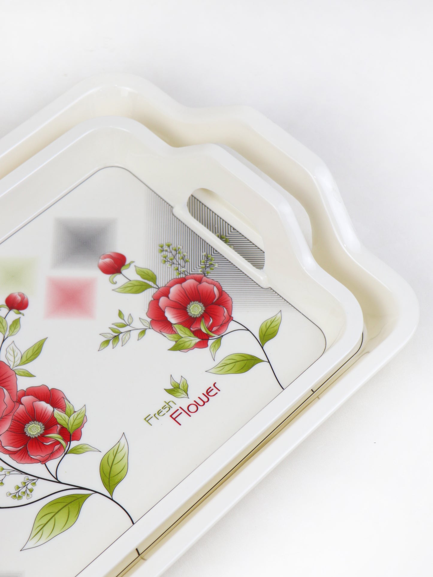 Pack of 2 Melamine Serving Tray Designed 06