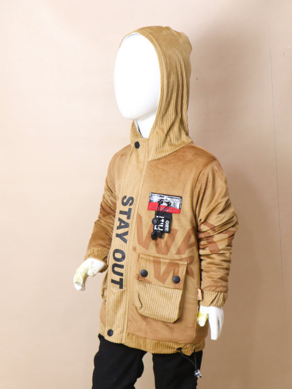 3Yrs - 8Yrs Stay Fawn Hooded Jacket For Boys AJ KJ06