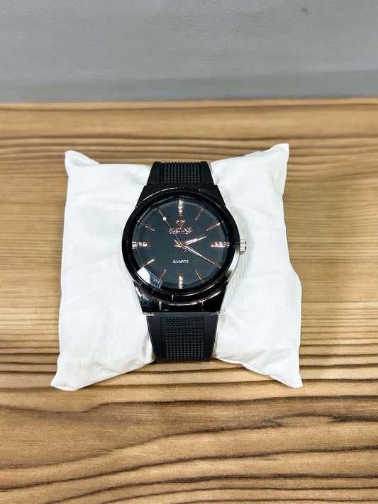Black Rubber Strap Watch For Men MW179