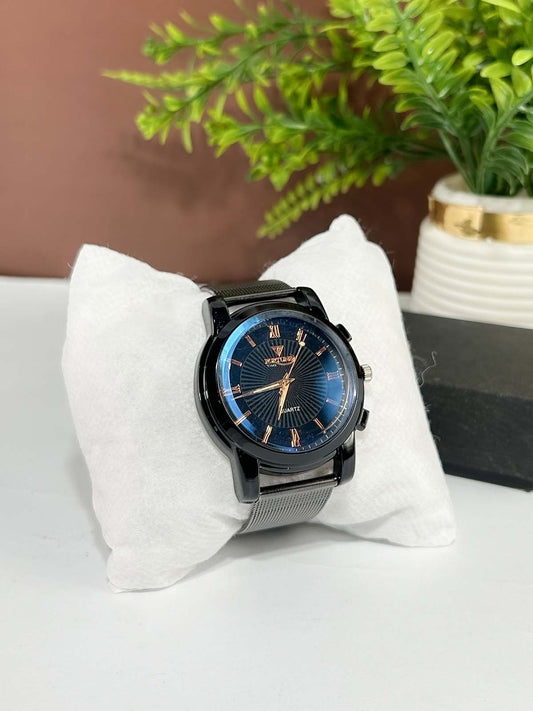 Black Mesh Strap Watch For Men MW222