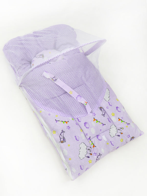 N 2Pcs Newborn Baby Sleeping Bag With Mosquito Net Light Purple