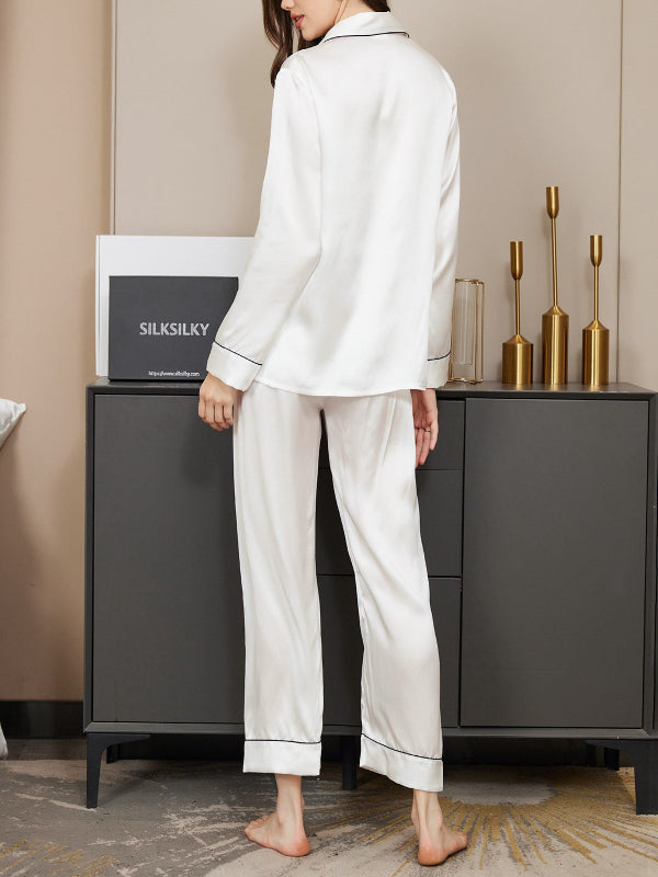 Pearl White Plain Silk Night Suit For Women/Girls WNS42