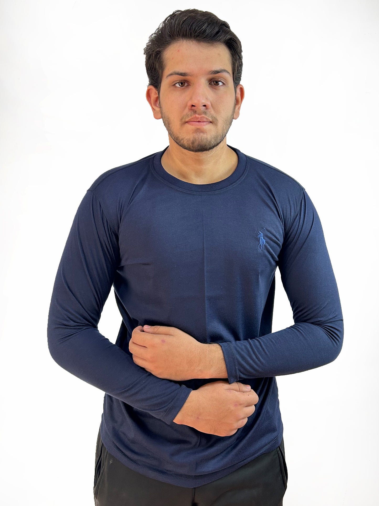 Navy Blue Plain Full Sleeves T-Shirt For Men MG MTS98