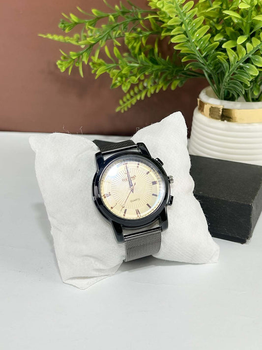 Black Mesh Strap Watch For Men MW225