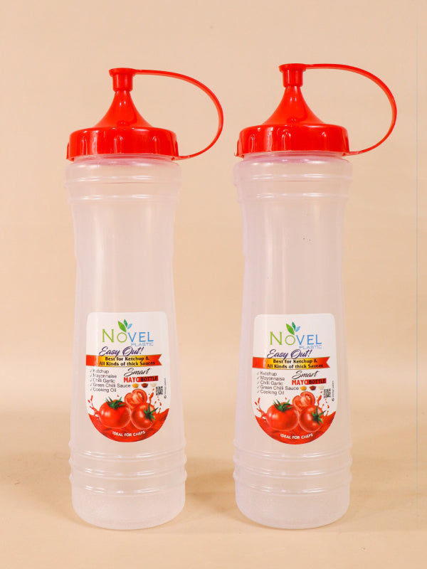 Pack Of 2 Red Novel Transparent Large Ketchup Bottle