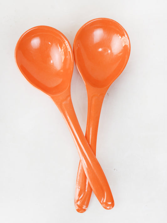 Pack of 2 Melamine Dish Serving Spoons Orange