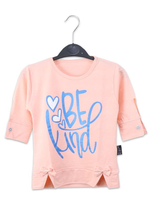 ATT Girls T-Shirt 3.5 Yrs - 9 Yrs Be Kind Light Peach