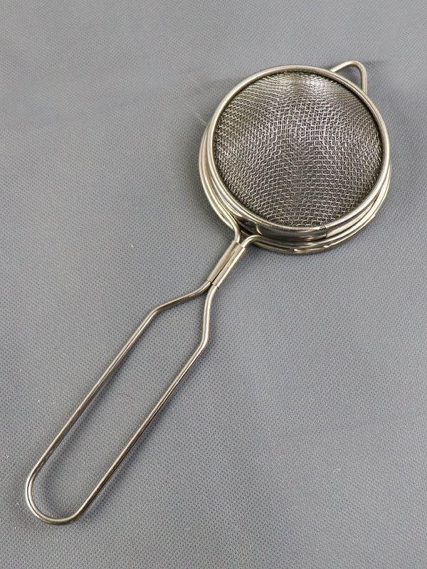Round Silver Stainless Steel Wire Handle Tea Strainer - Large