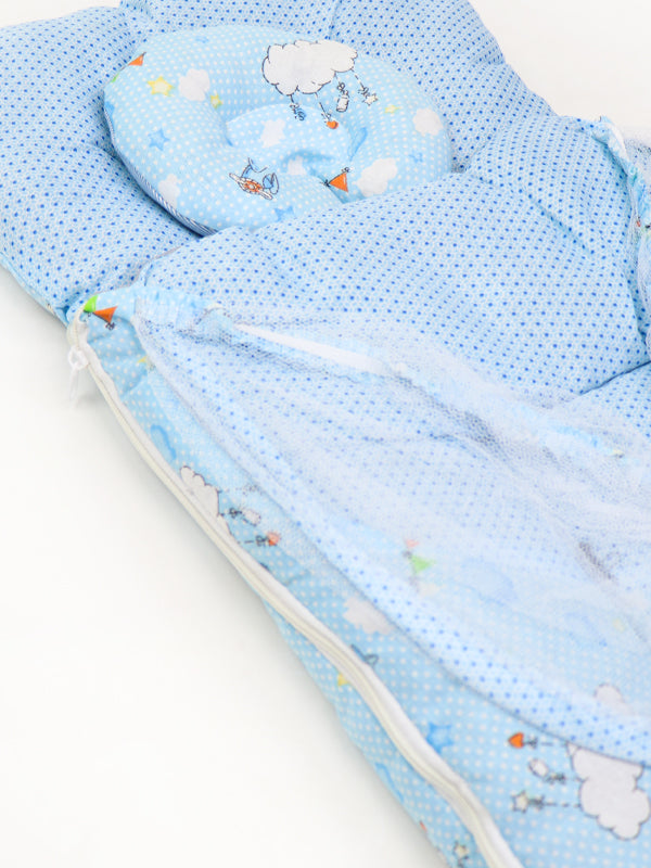 N 2Pcs Newborn Baby Sleeping Bag With Mosquito Net Light Blue