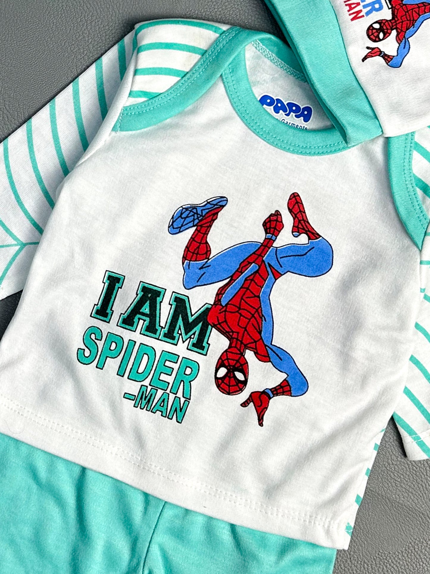 0Mth - 3Mth Spiderman Turquoise 5Pcs Gift Set For Newborn NBGS77