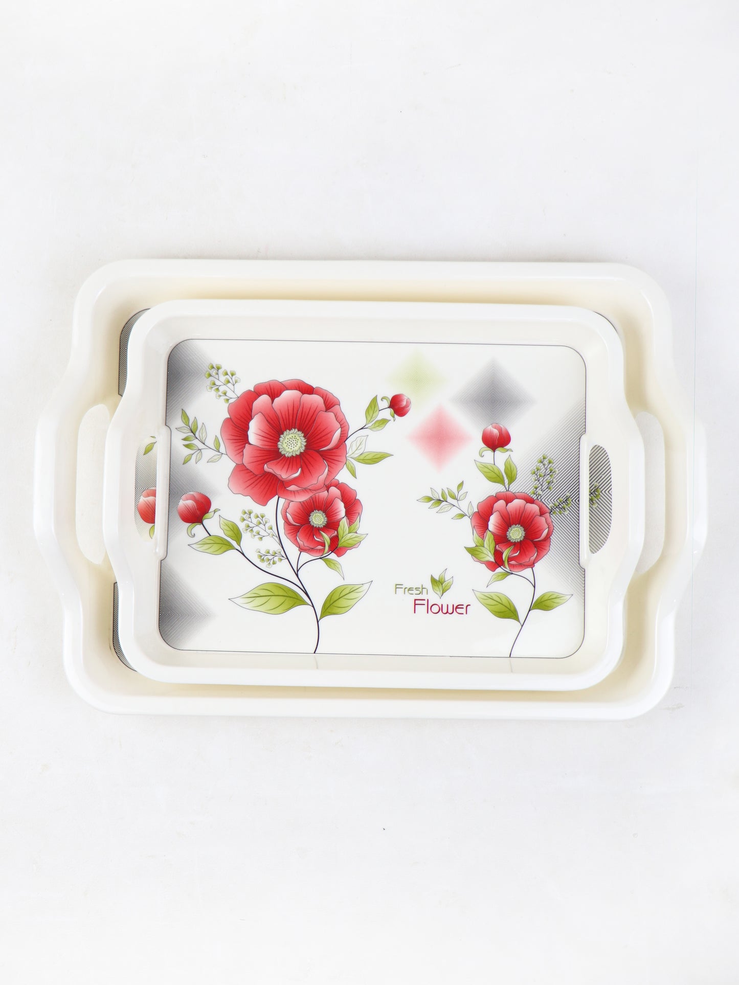 Pack of 2 Melamine Serving Tray Designed 06