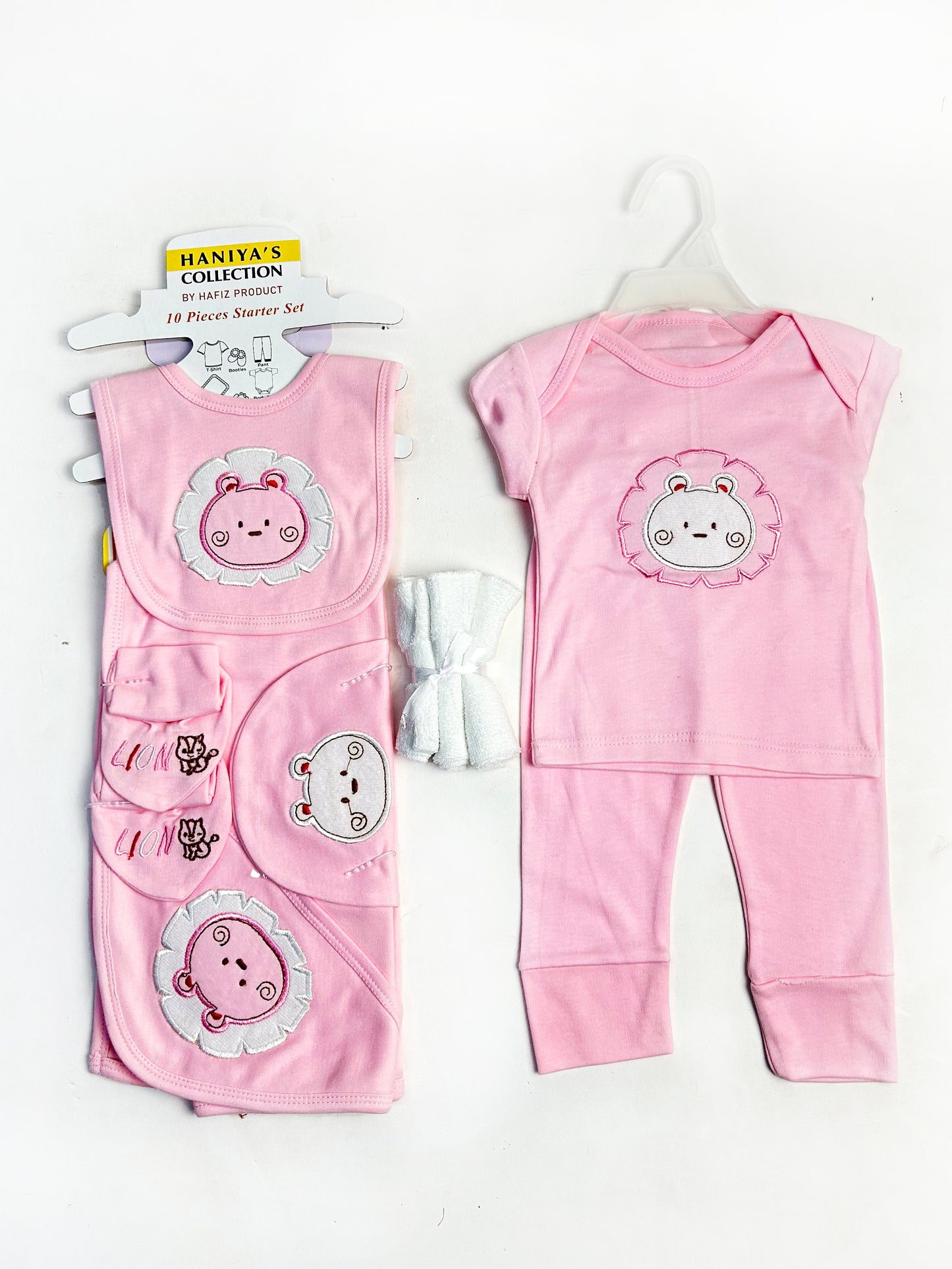 0Mth - 3Mth Pink Lion 10Pcs Gift Set For Newborn NBGS93