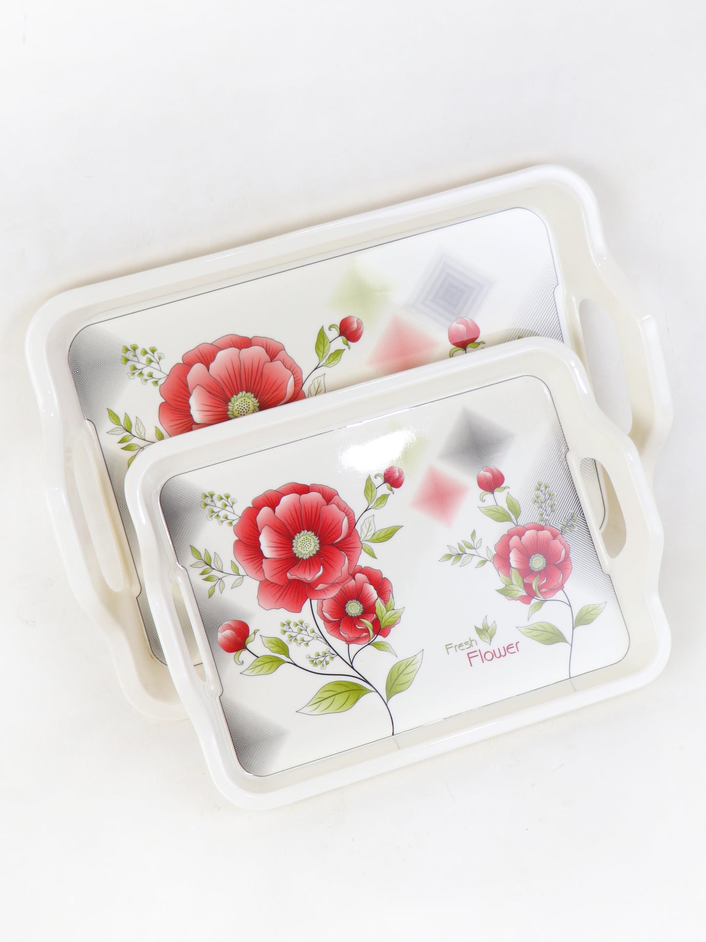 Pack of 2 Melamine Serving Tray Designed 06