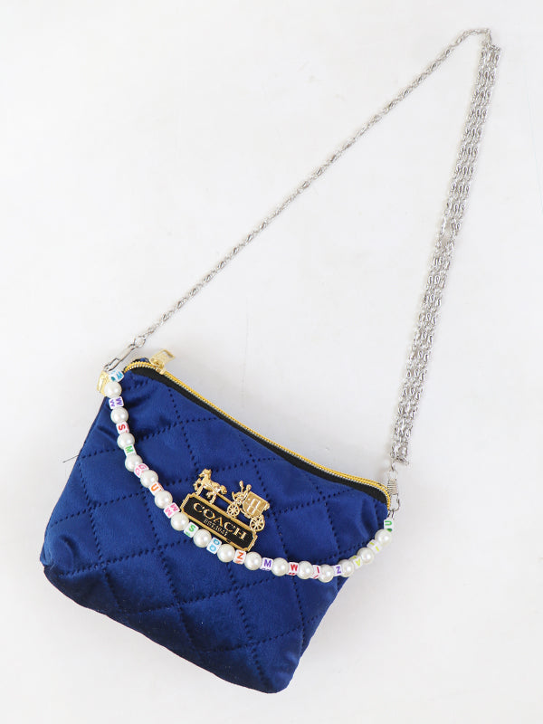 Stylish Velvet Handbag For Women's COACH Blue 12