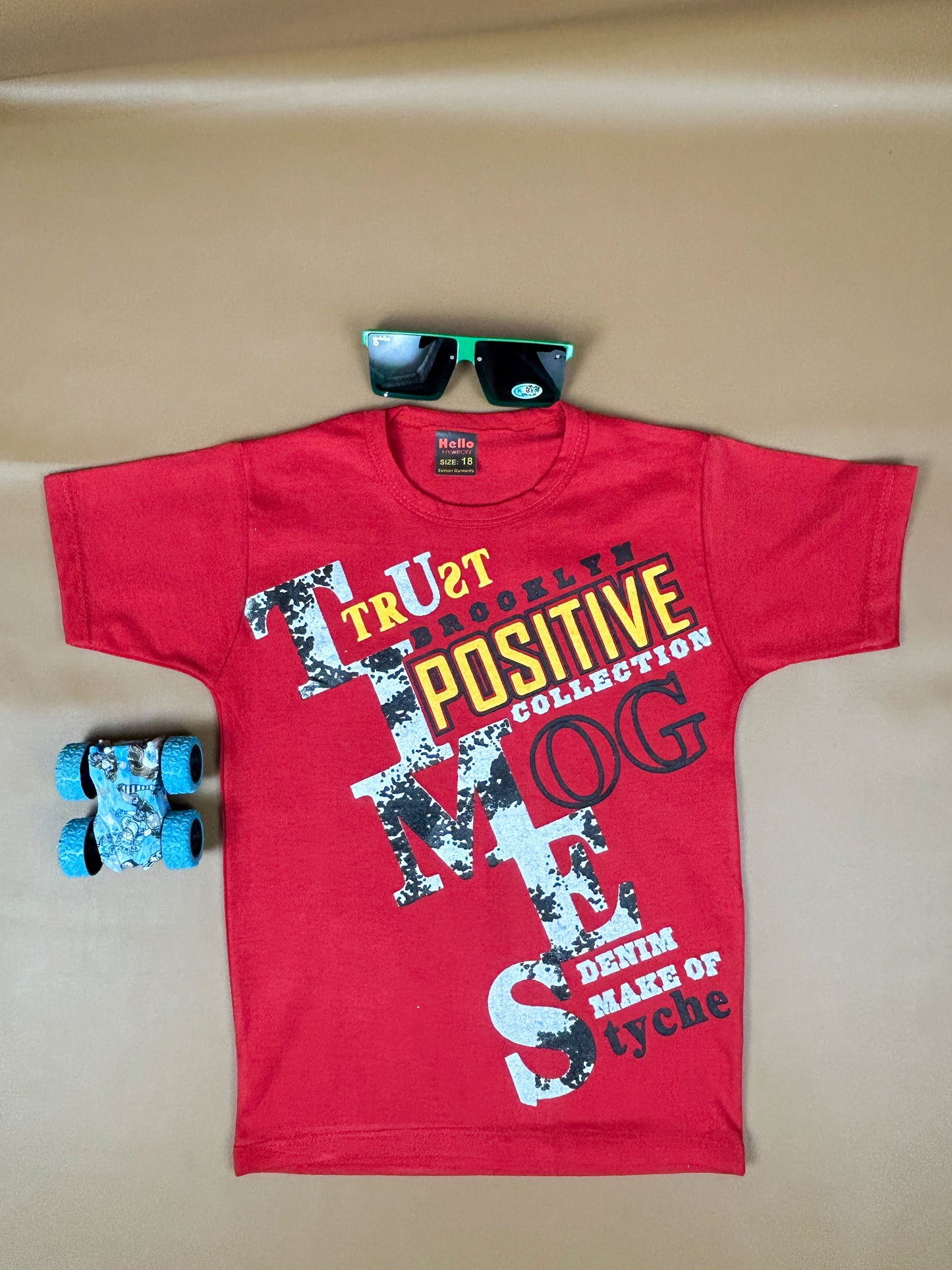 4Yrs - 9Yrs Positive Red T-Shirt For Boys BTS36