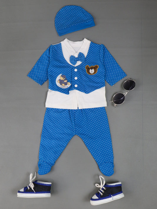 0Mth - 3Mth Bear Blue Baba Suit For Newborns AJ NBS62