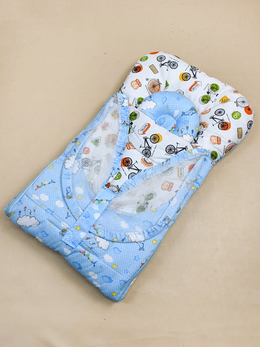 Light Blue Sleeping Bag With Mosquito Net For Newborns/Baby Carry Nest NBSB11