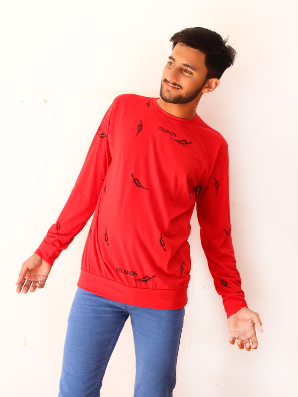 Red Jasnon Full Sleeve Printed T-Shirt For Men SN MTS76