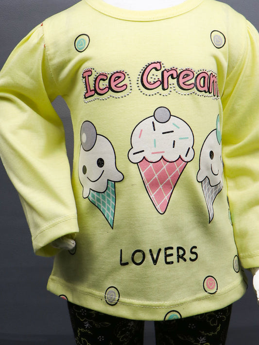 1Yr - 4Yrs Ice Cream Light Yellow Suit For Girls RZ GS95