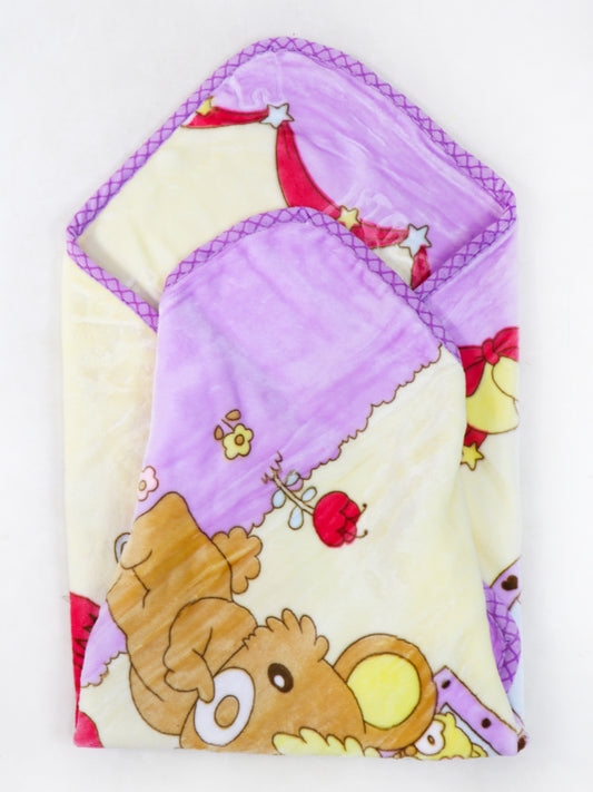 NBHB06 BB Newborn Hooded Blanket Bear Light Purple